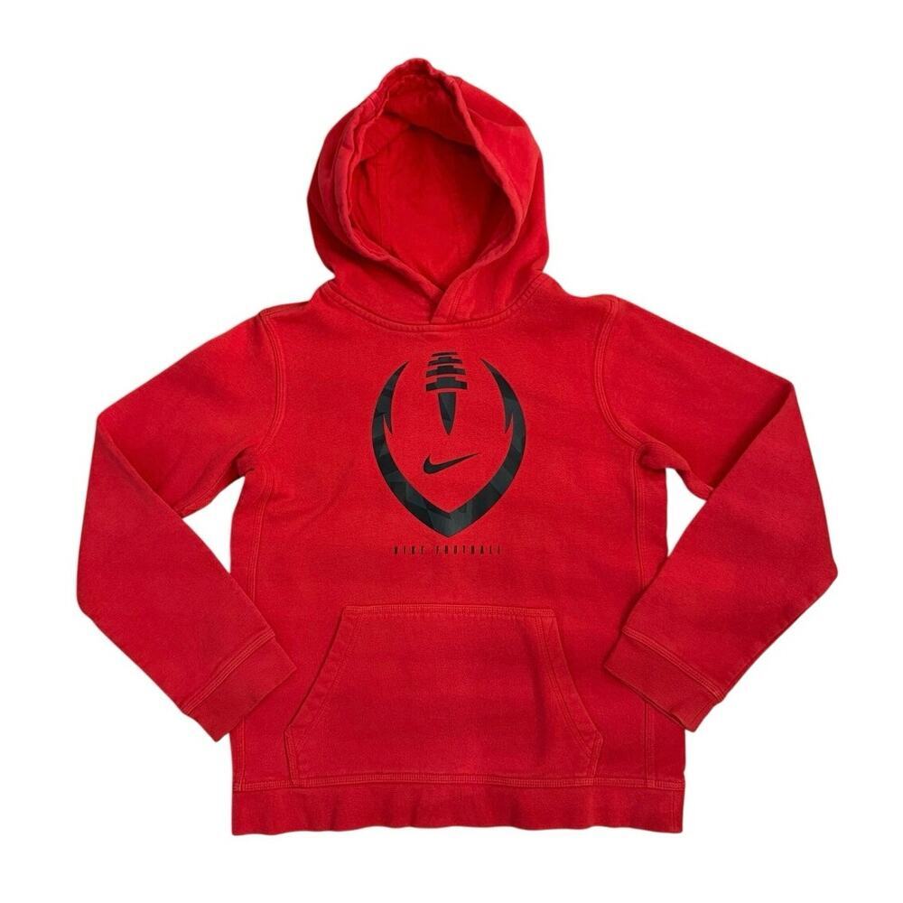 Youth Nike Football Red Hooded Sweatshirt - Size XL